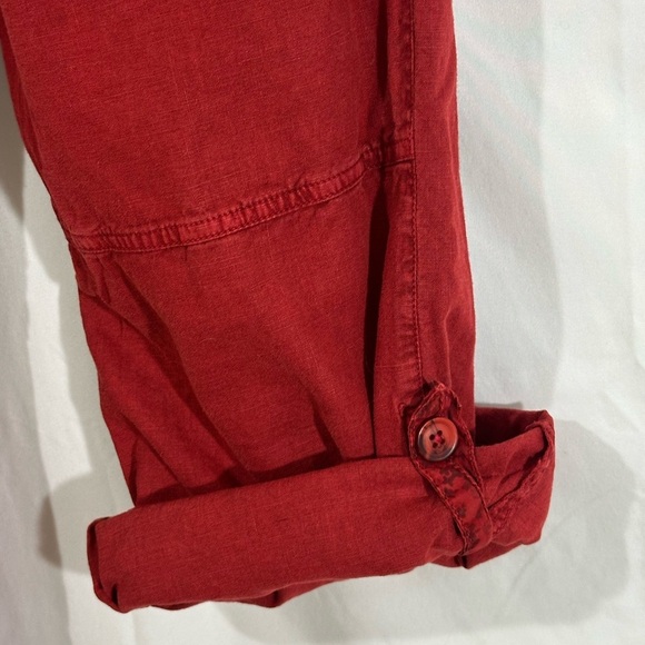 The Territory Ahead Women’s Linen-Cotton Roll-Up Pants - Red - Size 8 - Picture 10 of 10